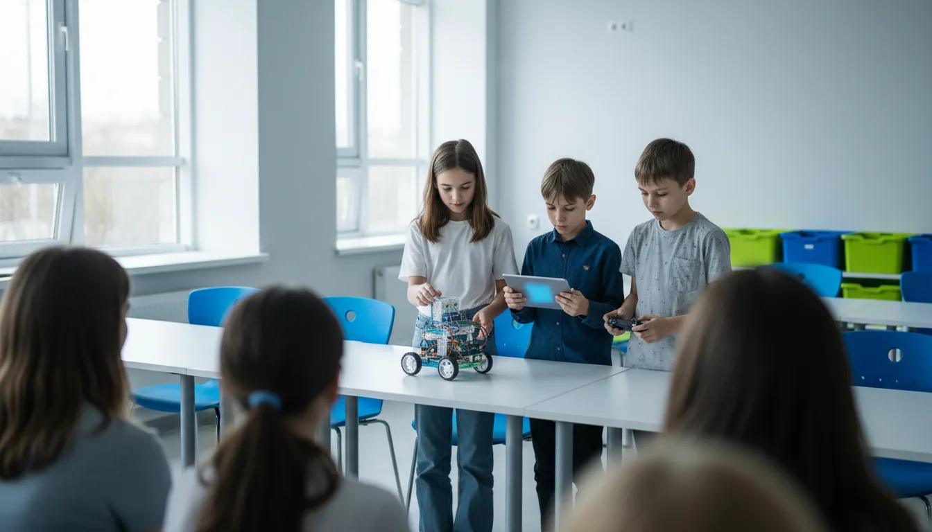 Учні показують свого робота батькам і однокласникам